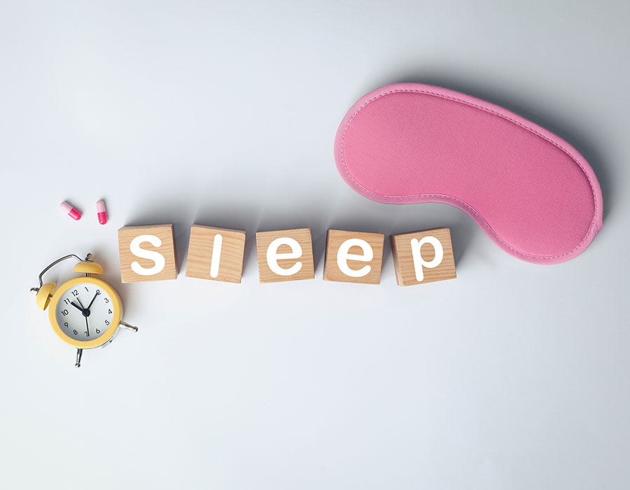 The word Sleep arranged with childs blocks