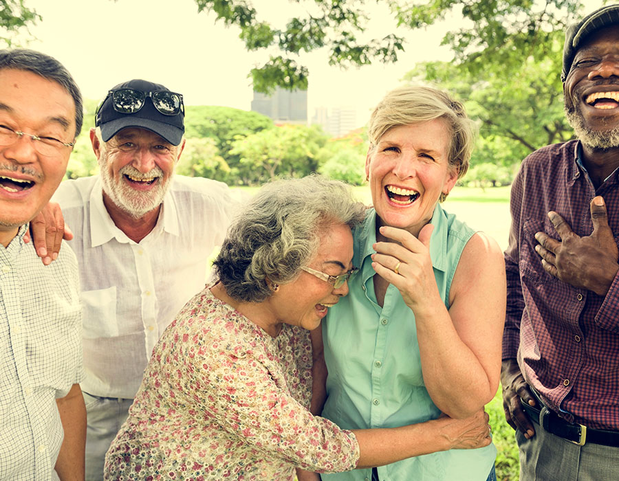 A group of friends outside having fun