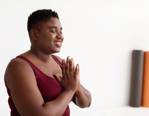 Relaxed woman meditating